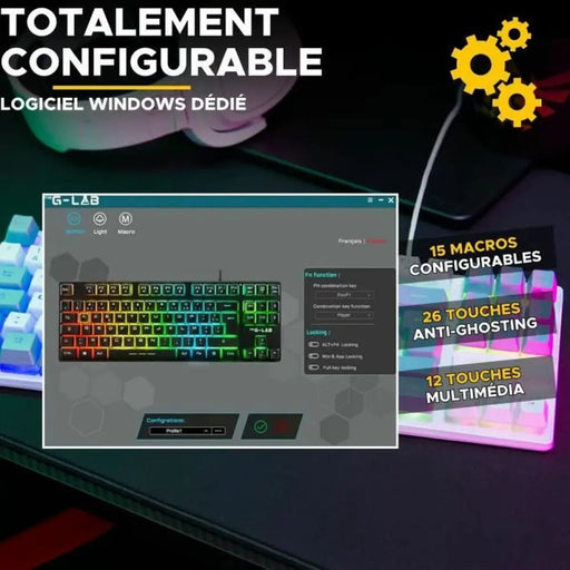Клавиатура The G-Lab KEYZ CAESIUM Сив Azerty френски