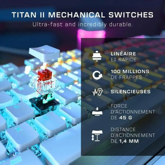 Клавиатура Turtle Beach Vulcan II Бял Azerty френски