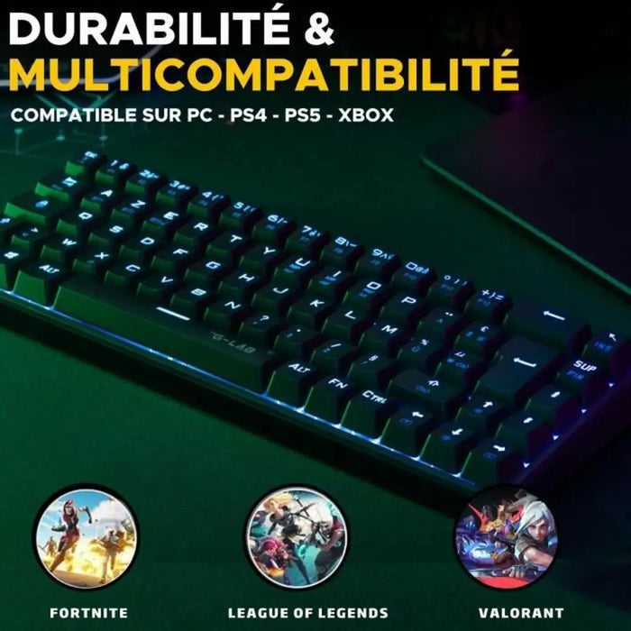 Клавиатура за игри The G-Lab KEYZ TITAN Черен AZERTY