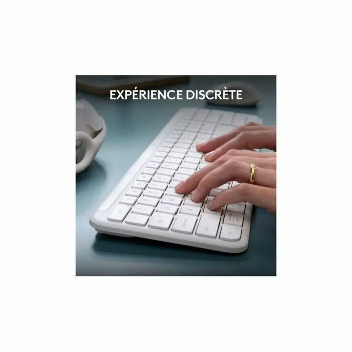 Клавиатура с мишка Logitech Бял френски Azerty френски