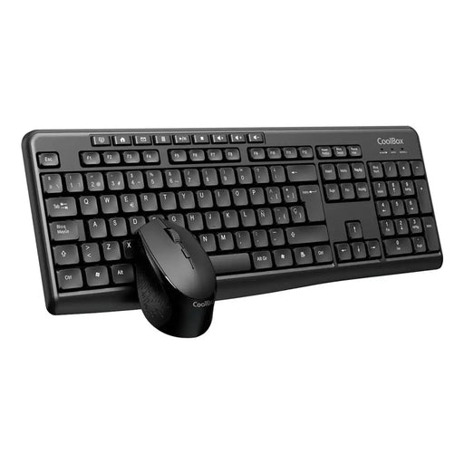 Клавиатура с мишка CoolBox COO KTR 03W Черен Испанска Qwerty