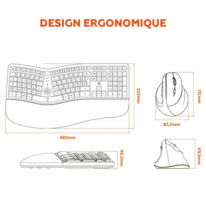 Клавиатура с мишка Mobility Lab Ergo C30W Черен