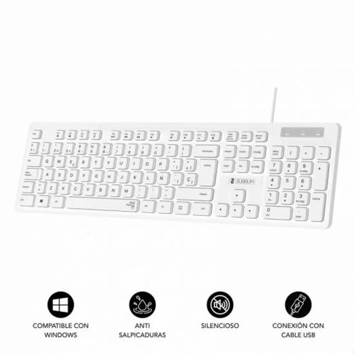 Клавиатура Subblim SUBKBC-0SSK51 Бял Испанска Qwerty