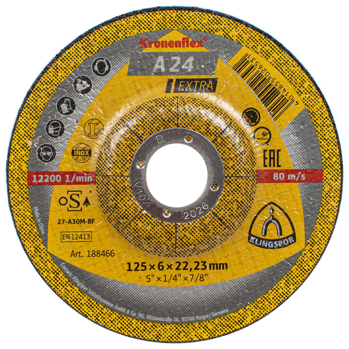 ДИСК ЗА ШЛАЙФАНЕ НА МЕТАЛ KLINGSPOR 125x6x22.23