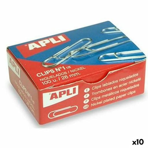 Клипс Apli Nº 1½ Сребрист Метал никел 26 mm (10 броя)