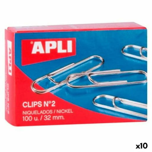 Клипс Apli Nº 2 Сребрист никел 32 mm (10 броя)