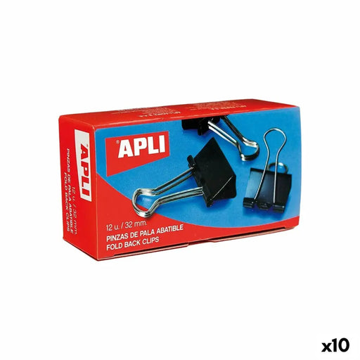 Клипси Apli Черен Сребрист 19 mm (10 броя)