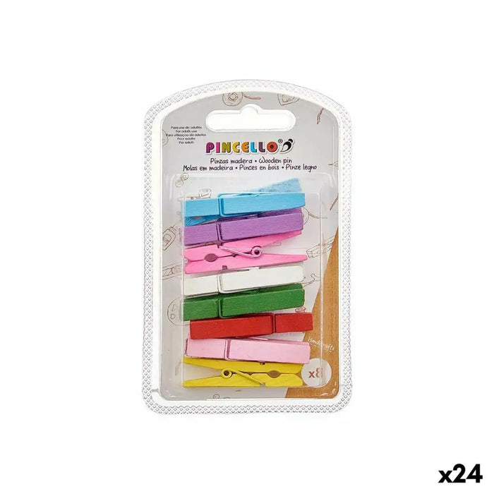 Клипси Pincello Многоцветен Дървен Широк (24 броя)