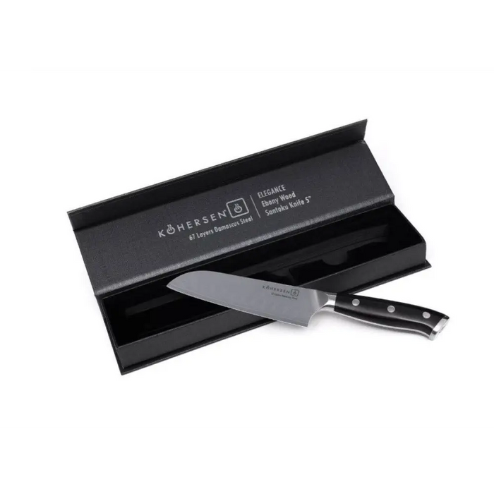 Kohersen Elegance Ebony Wood Нож Santoku Дамаска стомана