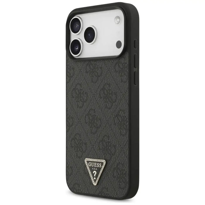 Кожен 4G калъф Guess Triangle Strass MagSafe за iPhone 17
