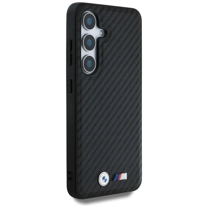 Кожен калъф BMW Carbon MagSafe за Samsung Galaxy S25 - черен