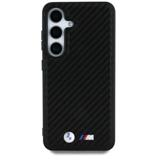 Кожен калъф BMW Carbon MagSafe за Samsung Galaxy S25 - черен