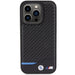 Кожен калъф BMW Carbon MagSafe за iPhone 15 Pro черен