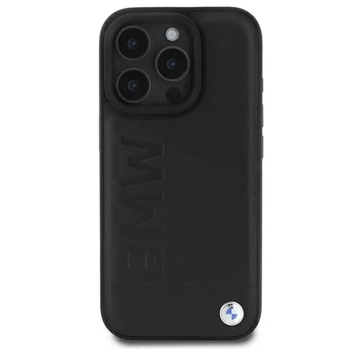 Кожен калъф BMW Hot Stamp за iPhone 16 Pro - черен