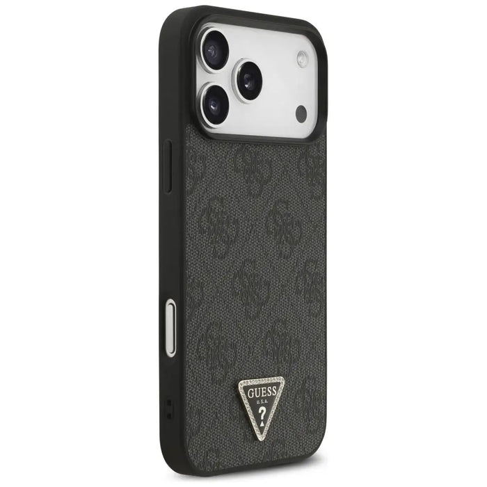 Кожен 4G калъф Guess Triangle Strass MagSafe за iPhone 17