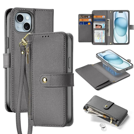 Кожен калъф Dux Ducis Lawa за iPhone 15 - сив
