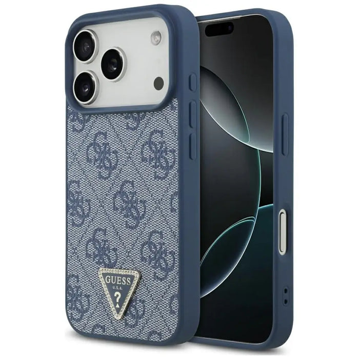 Кожен калъф Guess 4G Triangle Strass MagSafe за iPhone 17