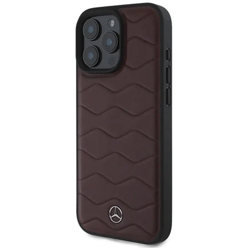 Кожен калъф Mercedes MB Waves за iPhone 16 Pro Max - червен