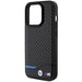 Кожен калъф BMW Carbon MagSafe за iPhone 15 Pro черен