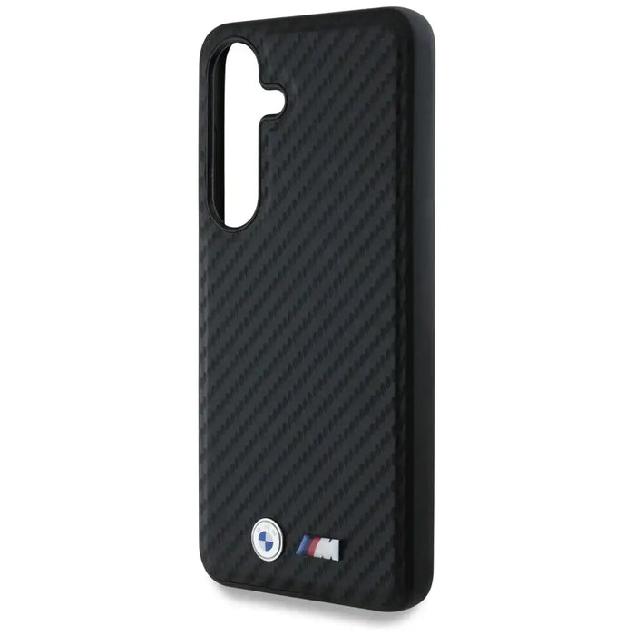 Кожен калъф BMW Carbon MagSafe за Samsung Galaxy S25 - черен
