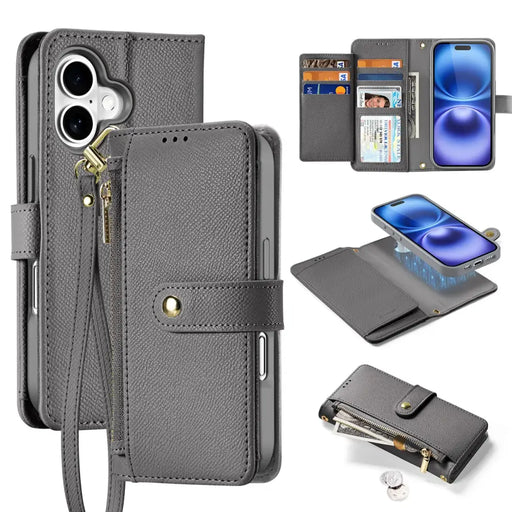 Кожен калъф Dux Ducis Lawa за iPhone 16 - сив
