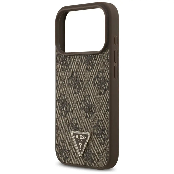 Кожен калъф Guess 4G Triangle Strass MagSafe за iPhone 17