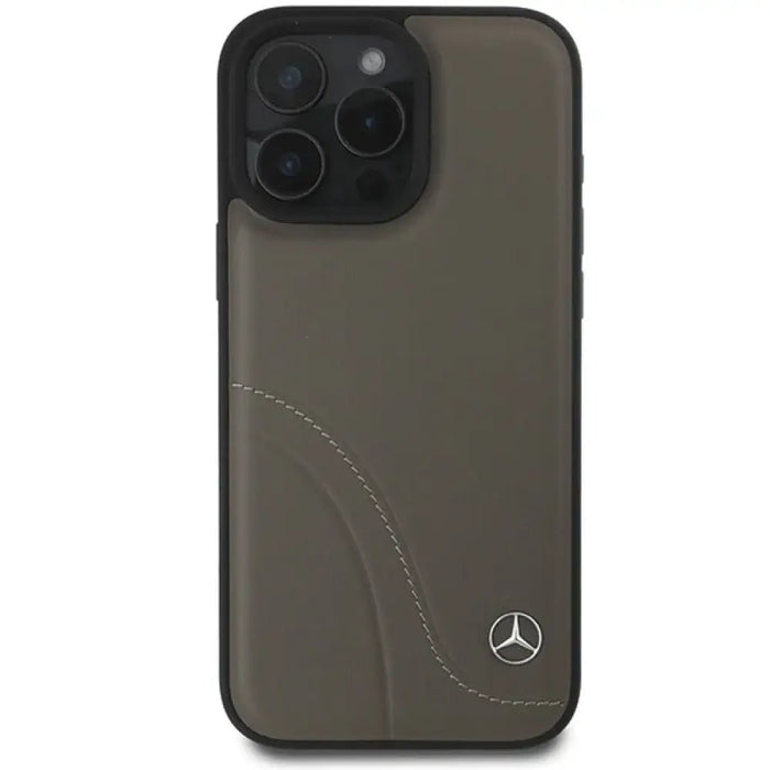 Кожен калъф Mercedes MB Curved Stitches за iPhone 16 Pro