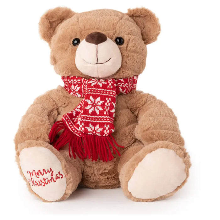 КОЛЕДНА ПЛЮШЕНА ИГРАЧКА МЕЧЕ БЕЖОВ 32СМ 010184-1