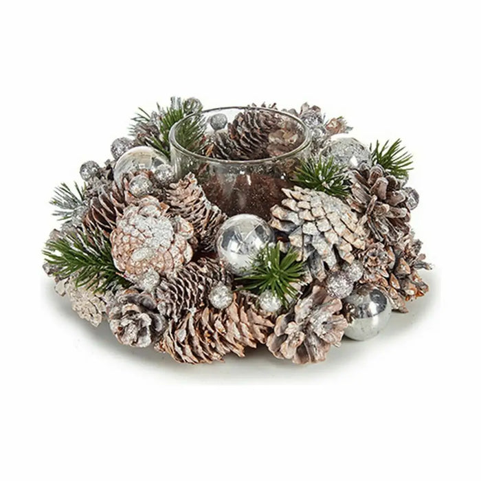 Коледен Свещник Бял Прозрачен Сребрист Cтъкло Пластмаса 19