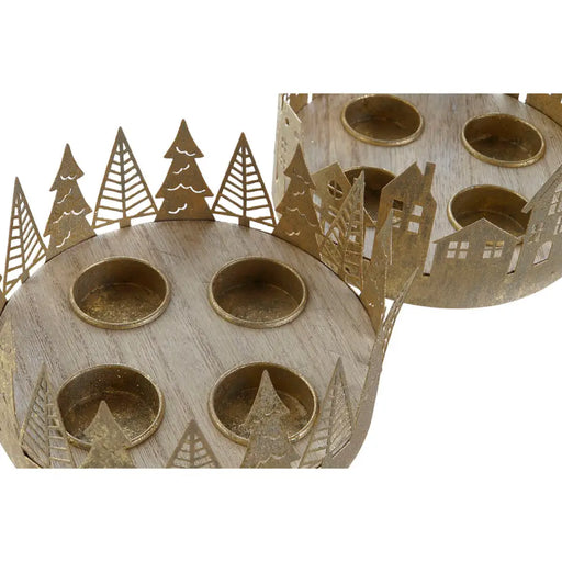 Коледен Свещник DKD Home Decor Златен Естествен 16,5 x 16,5