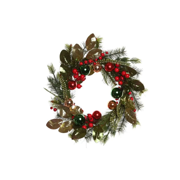 Коледен венец Home ESPRIT Червен Зелен PVC 50 x 15 x 50 cm