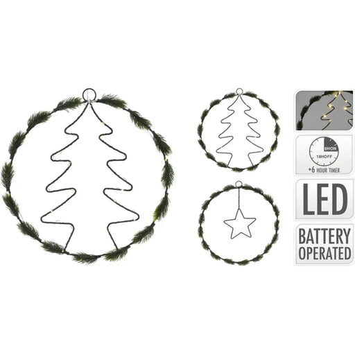 КОЛЕДЕН ВЕНЕЦ 33CM С LED ОСВЕТЛЕНИЕ AMZ105820