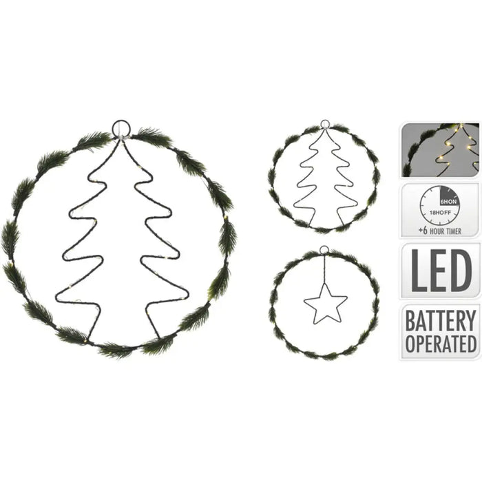 КОЛЕДЕН ВЕНЕЦ 33CM С LED ОСВЕТЛЕНИЕ AMZ105820