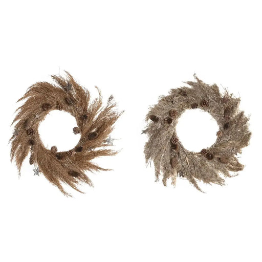 Коледен венец DKD Home Decor Цвете (2 броя) (60 x 5 x 60 cm)