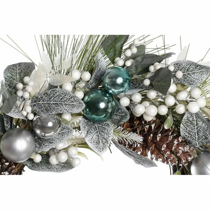 Коледен венец DKD Home Decor Син Сребрист PVC 60 x 60 x 12