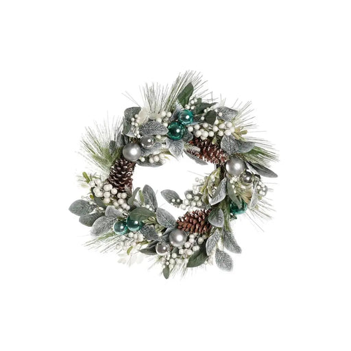 Коледен венец DKD Home Decor Син Сребрист PVC 60 x 60 x 12