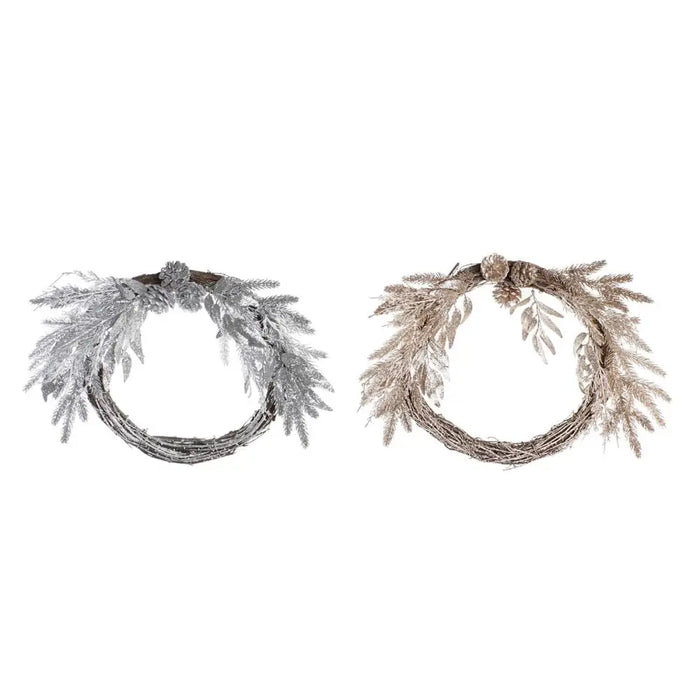 Коледен венец DKD Home Decor Метал полиестер (50 x 6 x 40