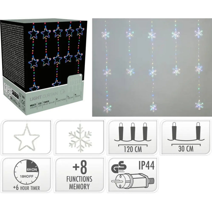 КОЛЕДНО ОСВЕТЛЕНИЕ ЗАВЕСА 235LED 120X120CM MULTI AVX100670