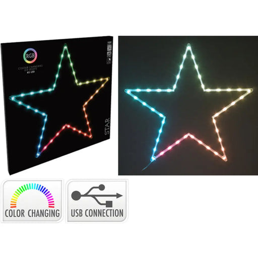 КОЛЕДНА ФИГУРА ЗВЕЗДА 45LED RGB USB AVX000120