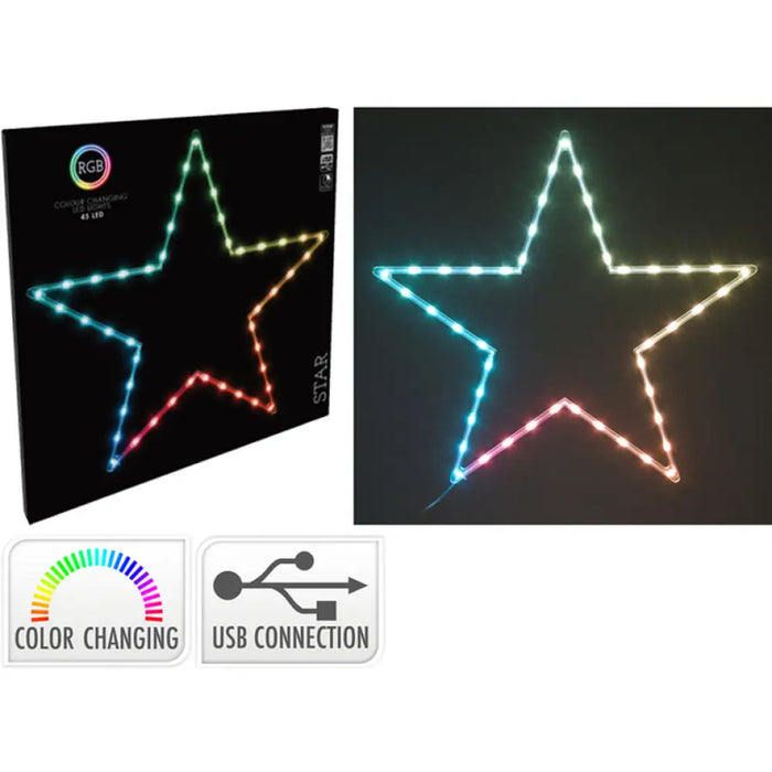 КОЛЕДНА ФИГУРА ЗВЕЗДА 45LED RGB USB AVX000120