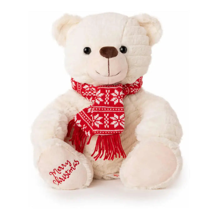 КОЛЕДНА ПЛЮШЕНА ИГРАЧКА МЕЧЕ БЕЖОВ 42СМ 010185-1