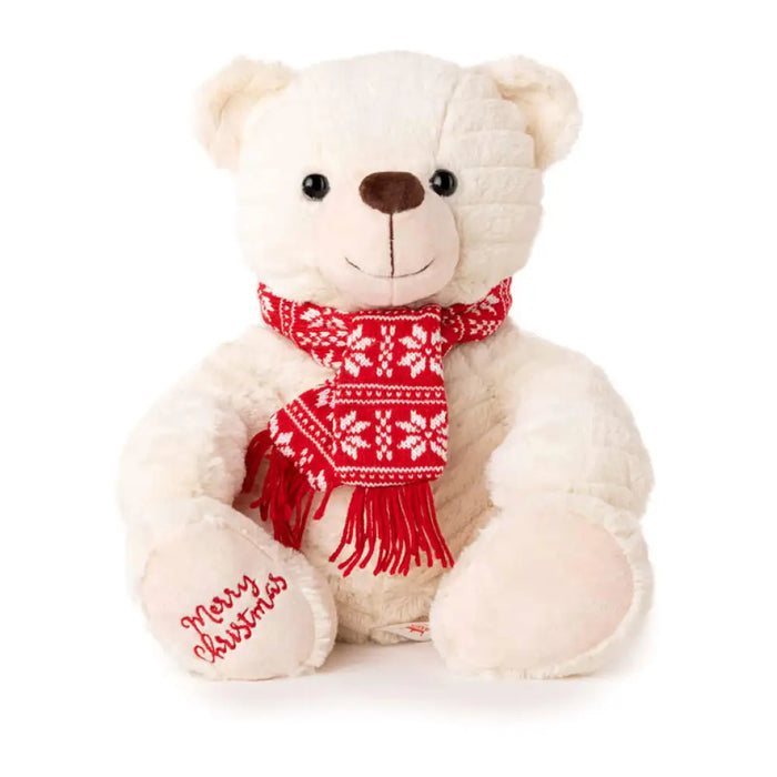 КОЛЕДНА ПЛЮШЕНА ИГРАЧКА МЕЧЕ БЕЖОВ 32СМ 010184-1