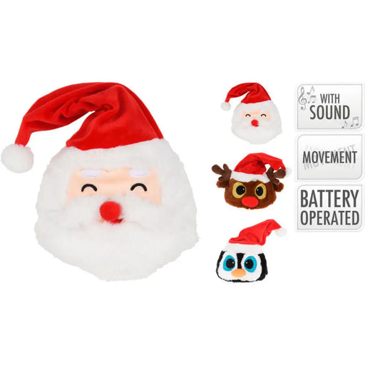 КОЛЕДНА ШАПКА ЗВУК И ДВИЖЕНИЕ 45CM TENDER TOYS ANR001160