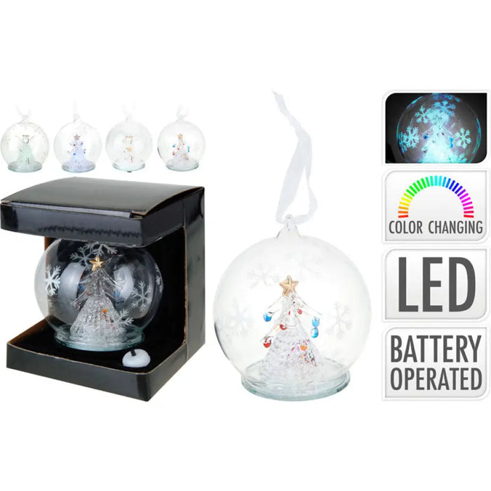 КОЛЕДНА ТОПКА 10CM LED СТЪКЛЕНА ABR200150