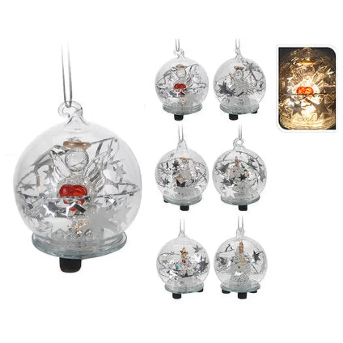 КОЛЕДНА ТОПКА 6CM LED СТЪКЛЕНА ABR401600