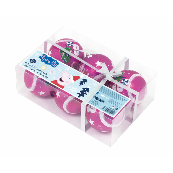 Коледна топка Peppa Pig Cosy corner Фуксия 6 броя Пластмаса