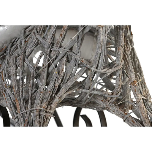 Коледна Украса DKD Home Decor Елен и шейна Бял плетена