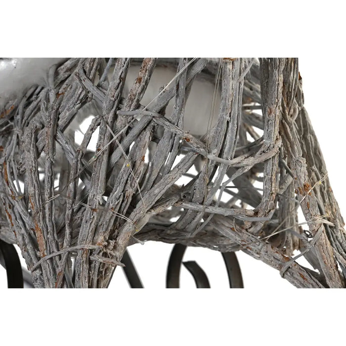 Коледна Украса DKD Home Decor Елен и шейна Бял плетена