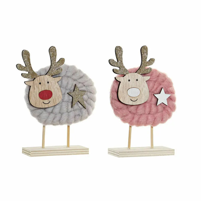 Коледна Украса DKD Home Decor полиестер Дървен (2 pcs) (10