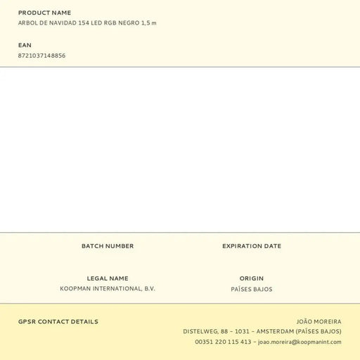 Коледно дърво BASIC & CO Черен RGB 1,5 m Метал Пластмаса